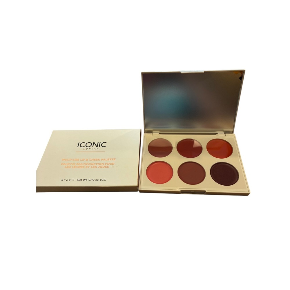 ICONIC LONDON Multi-Use Lip & Cheek Palette 6 Shades Cream Blush Lip Color NIB